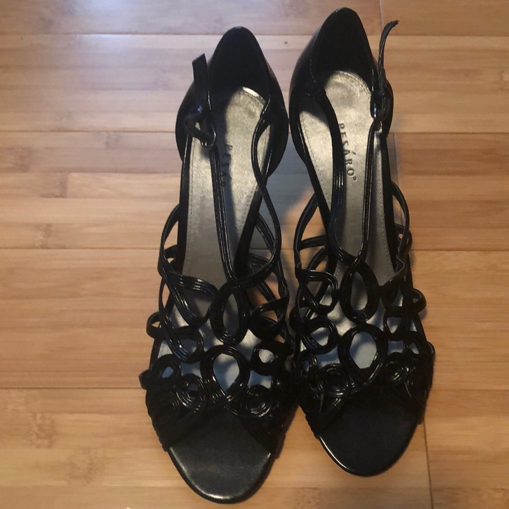 Black high heeled shoes